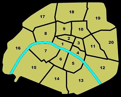 Paris arrondissements map